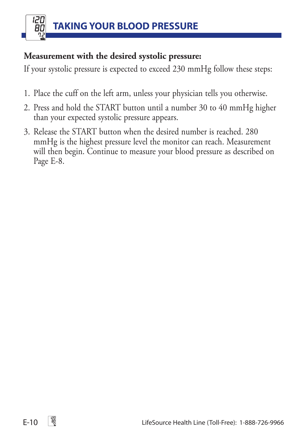 Taking your blood pressure | LifeSource UA-853 User Manual | Page 13 / 26