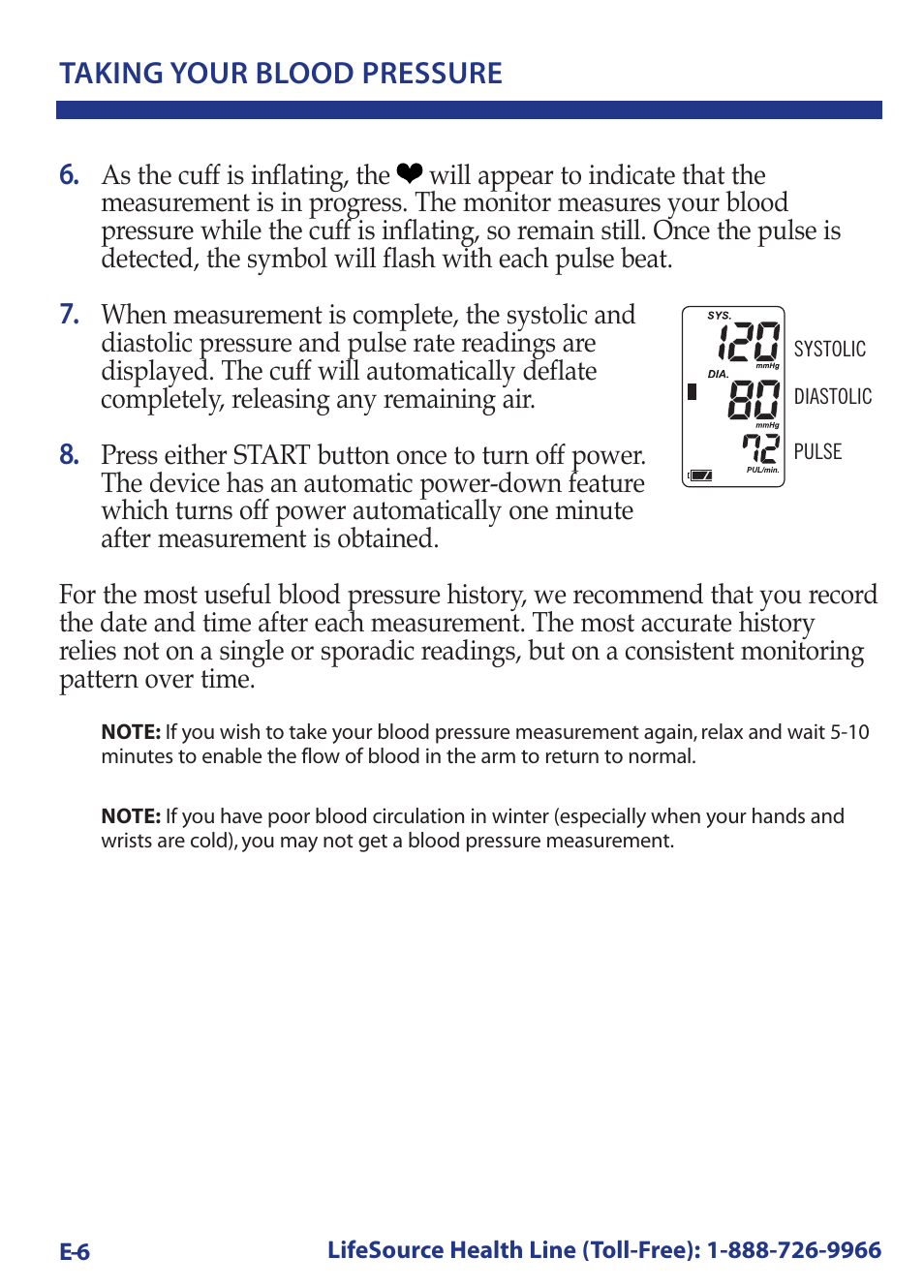 Taking your blood pressure | LifeSource Bilingual Instruction Guide UB-521 User Manual | Page 10 / 48
