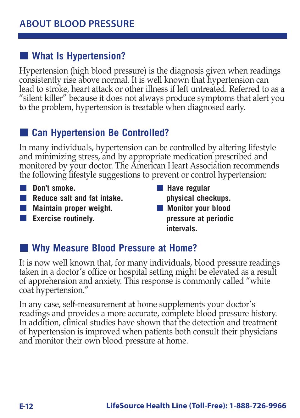 What is hypertension, Can hypertension be controlled, Why measure blood pressure at home | About blood pressure | LifeSource Bilingual Instruction Guide UB-521 User Manual | Page 16 / 48