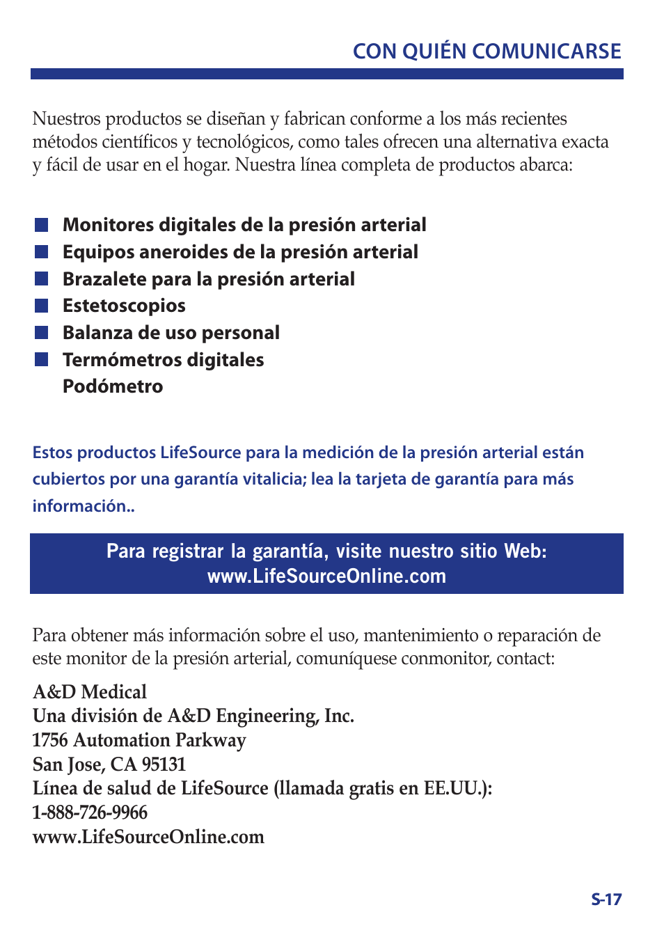 Con quién comunicarse | LifeSource Bilingual Instruction Guide UB-521 User Manual | Page 43 / 48