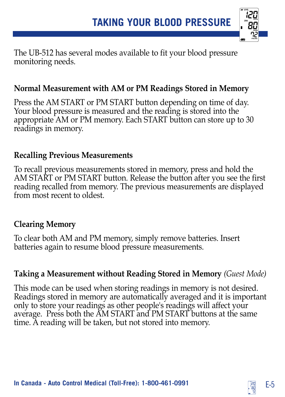 Taking your blood pressure | LifeSource ADVANCE MEMORY WRIST UB512 User Manual | Page 8 / 22