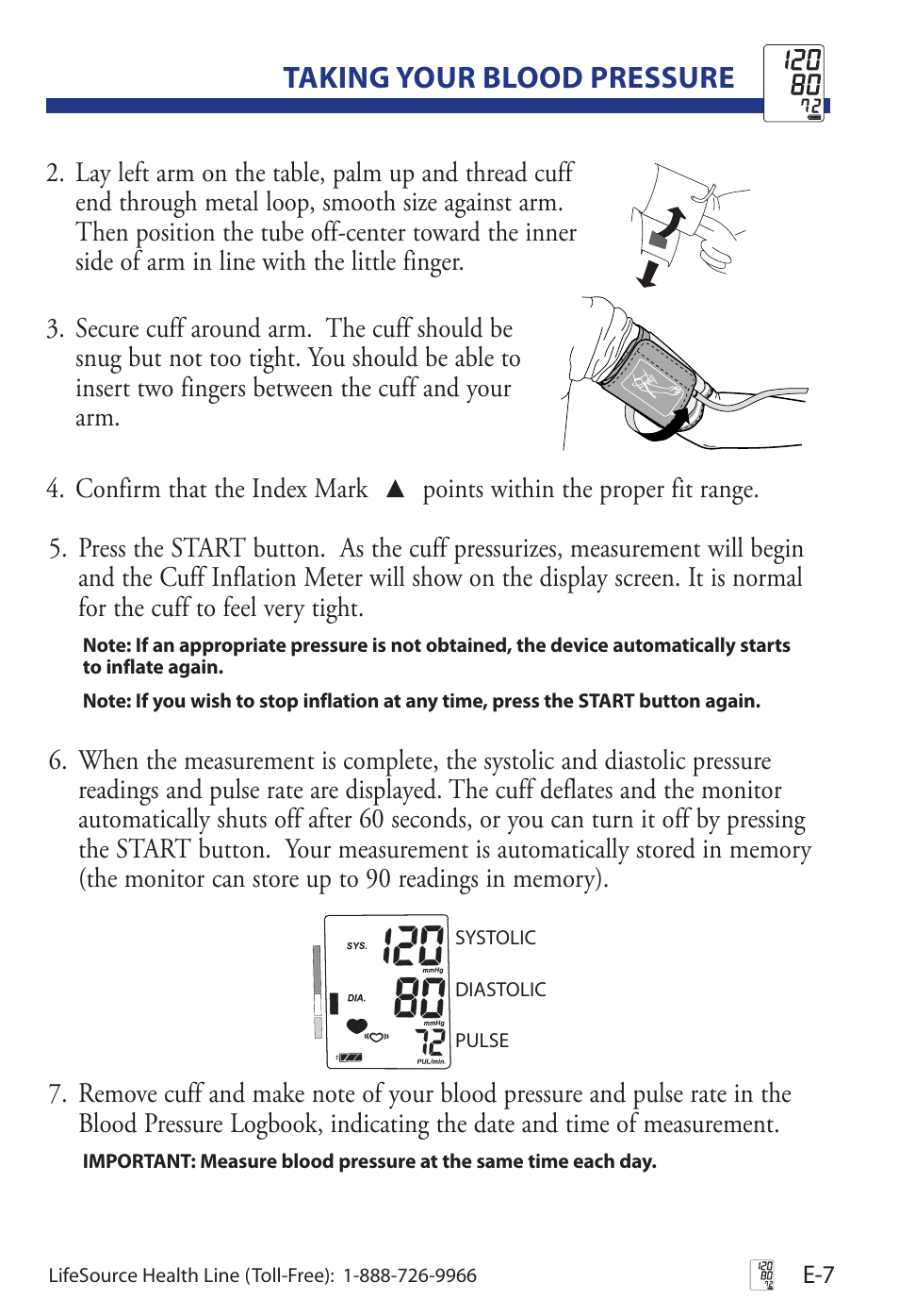 Taking your blood pressure | LifeSource Life Source Blood Pressure Monitor UA-851 User Manual | Page 11 / 52