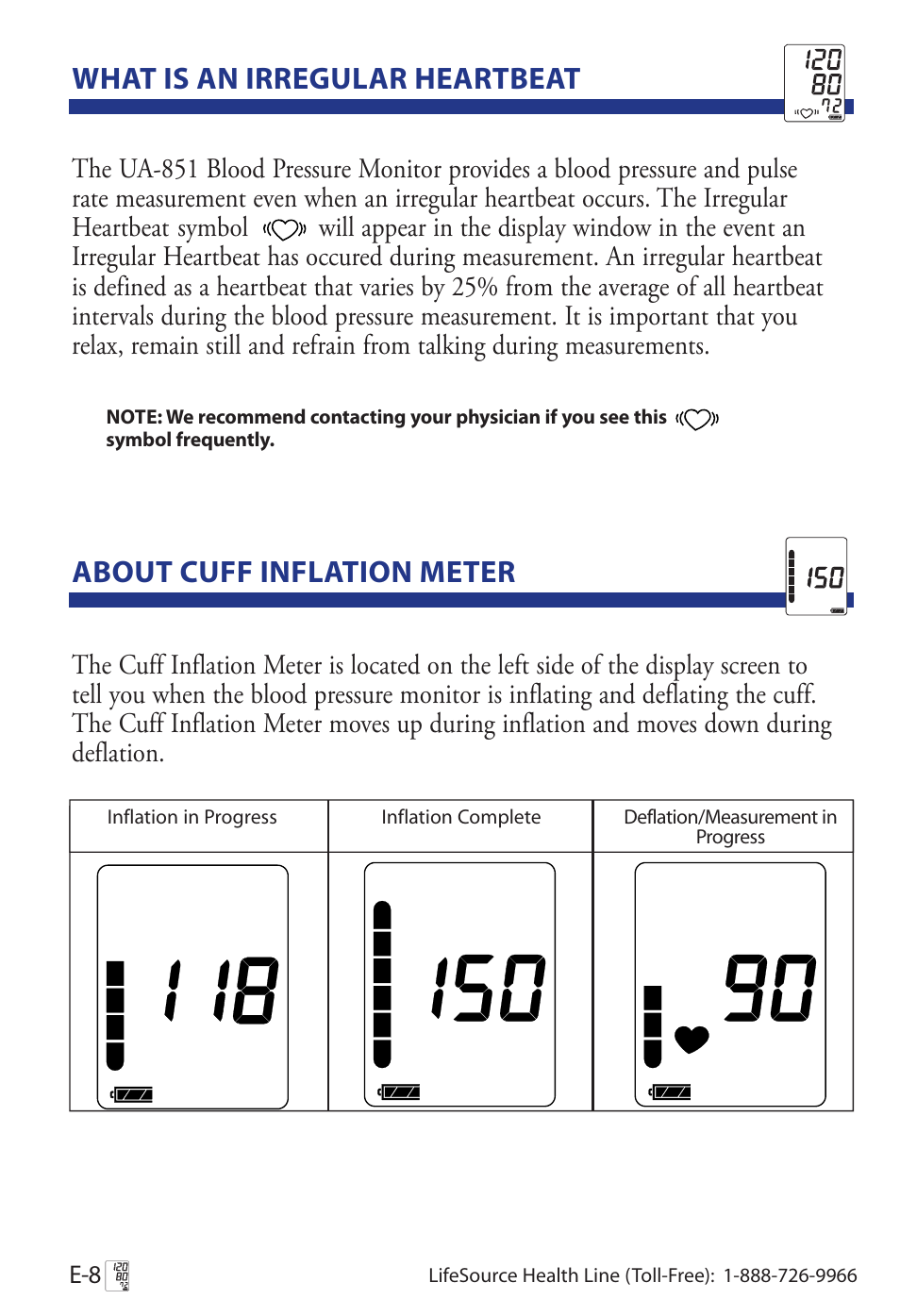 Err cuf p-3 | LifeSource Life Source Blood Pressure Monitor UA-851 User Manual | Page 12 / 52