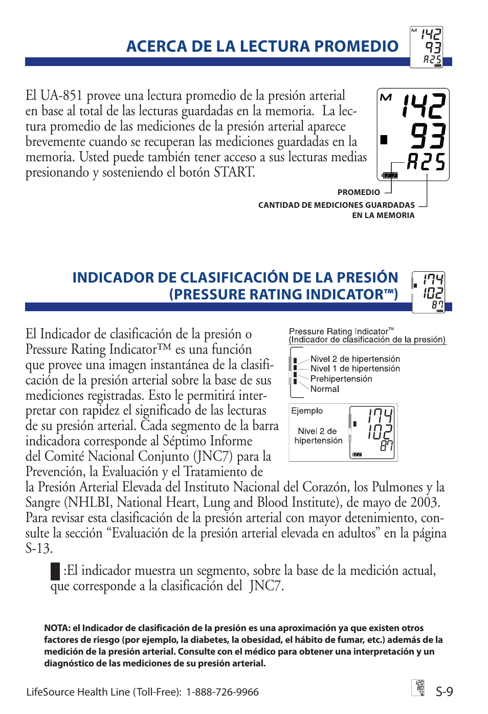 Acerca de la lectura promedio | LifeSource Life Source Blood Pressure Monitor UA-851 User Manual | Page 37 / 52