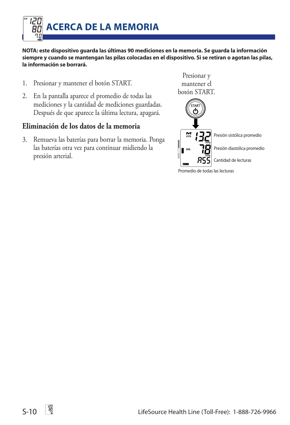 S-10 | LifeSource Life Source Blood Pressure Monitor UA-851 User Manual | Page 38 / 52