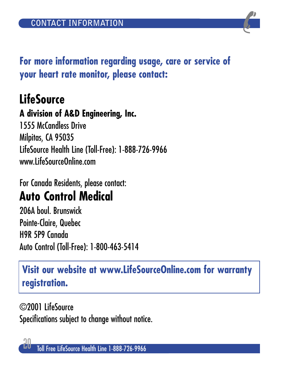 Lifesource, Auto control medical | LifeSource XC100 User Manual | Page 11 / 11