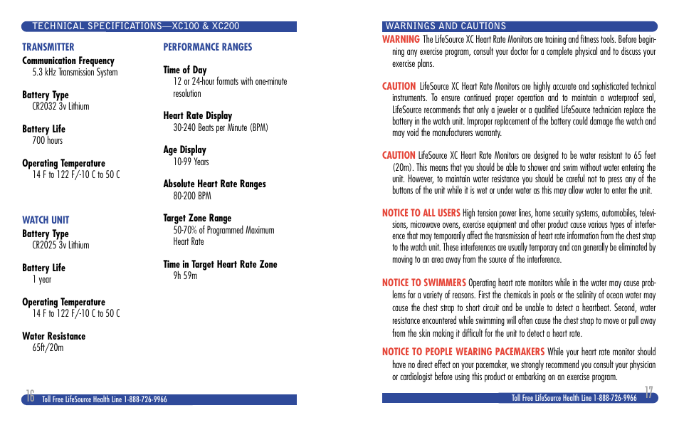 LifeSource XC100 User Manual | Page 9 / 11