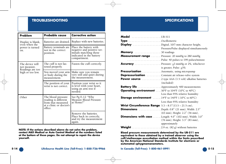 LifeSource UB-511 User Manual | Page 10 / 11