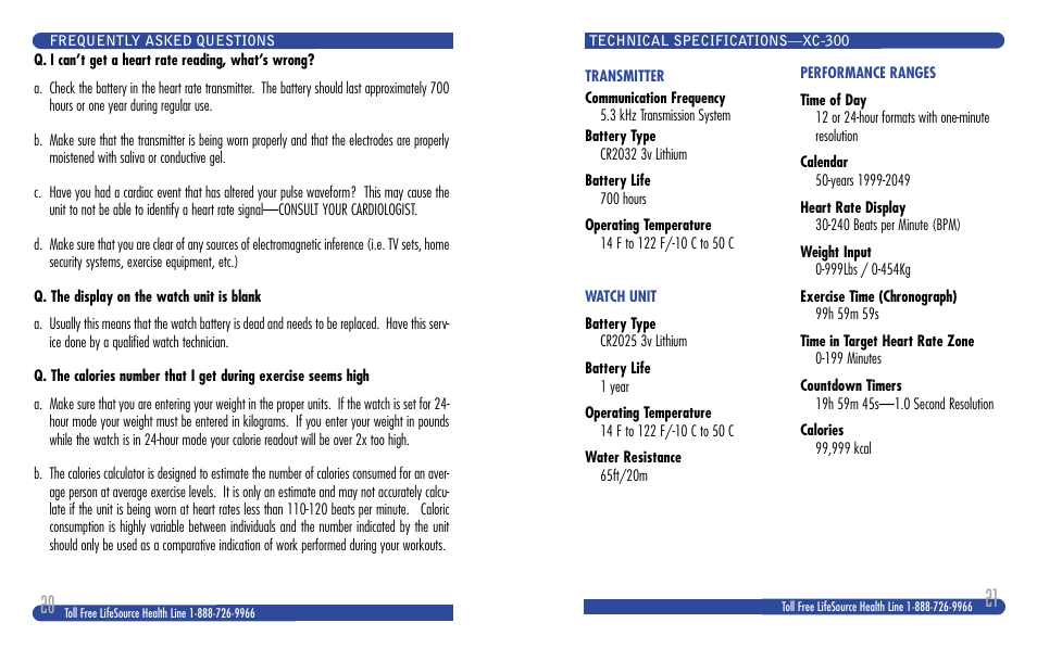 LifeSource XC 300 User Manual | Page 11 / 13
