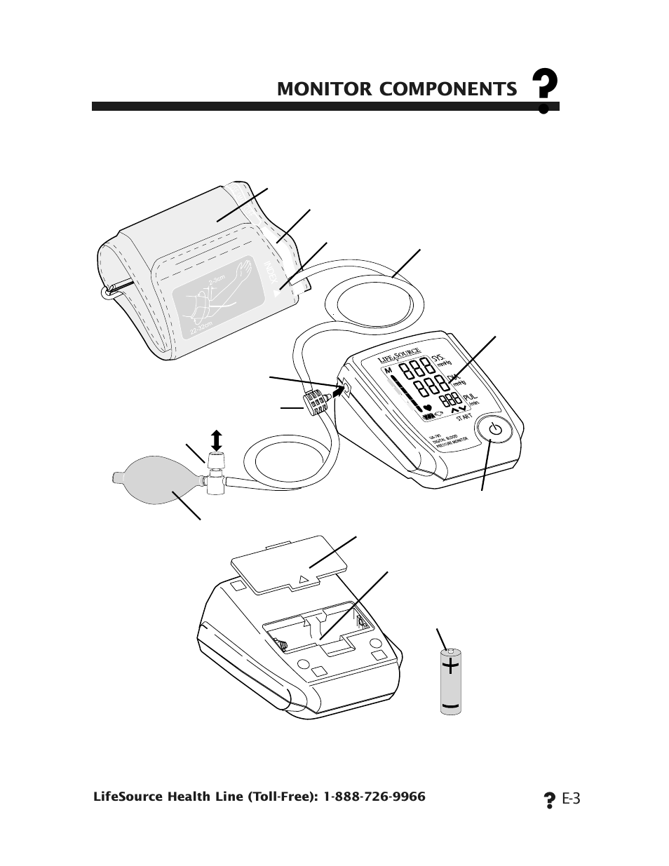 Monitor components | LifeSource UA-705 User Manual | Page 7 / 14