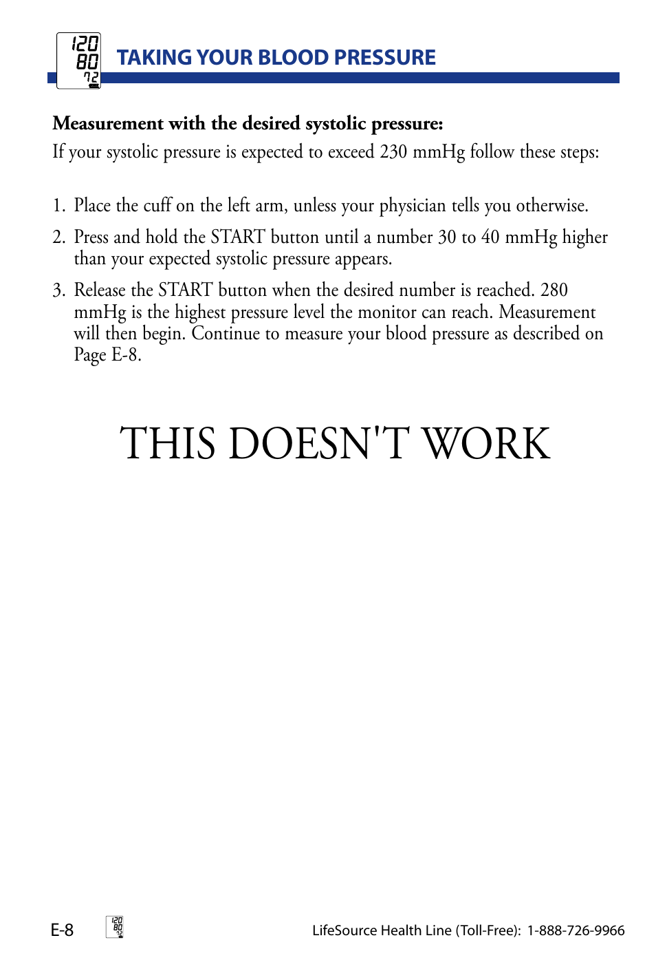 This doesn't work | LifeSource UA-851 User Manual | Page 11 / 27