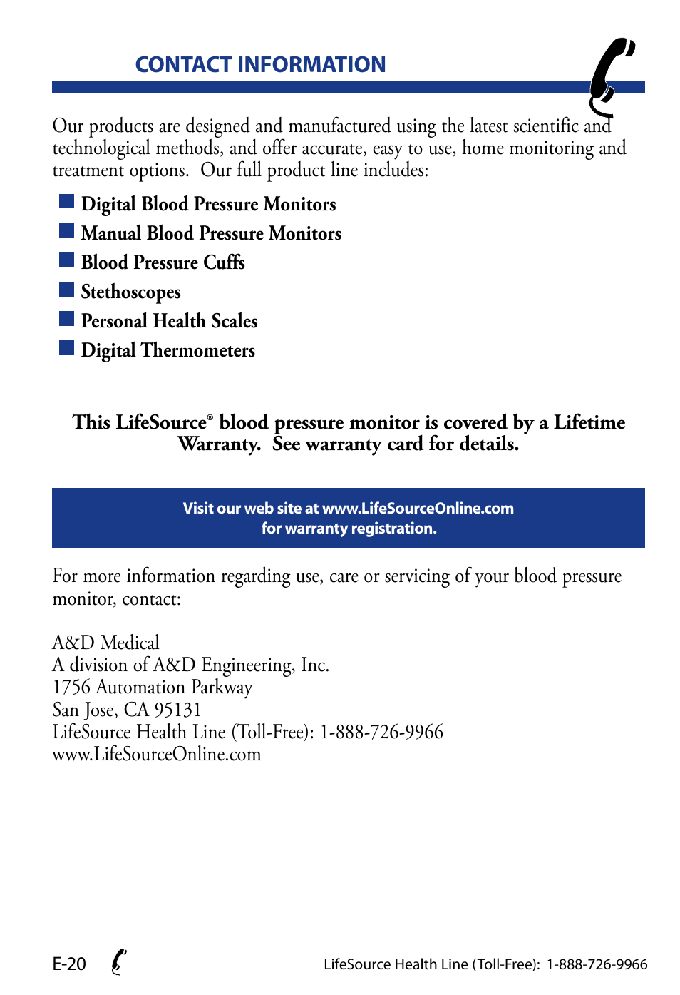 Contact information | LifeSource UA-851 User Manual | Page 23 / 27