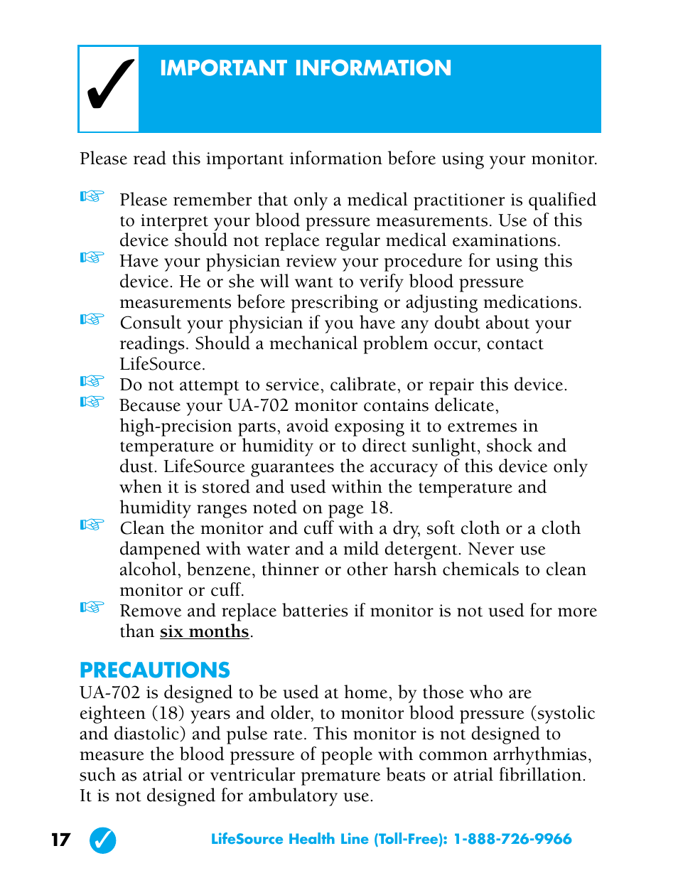 LifeSource UA-702 User Manual | Page 17 / 20