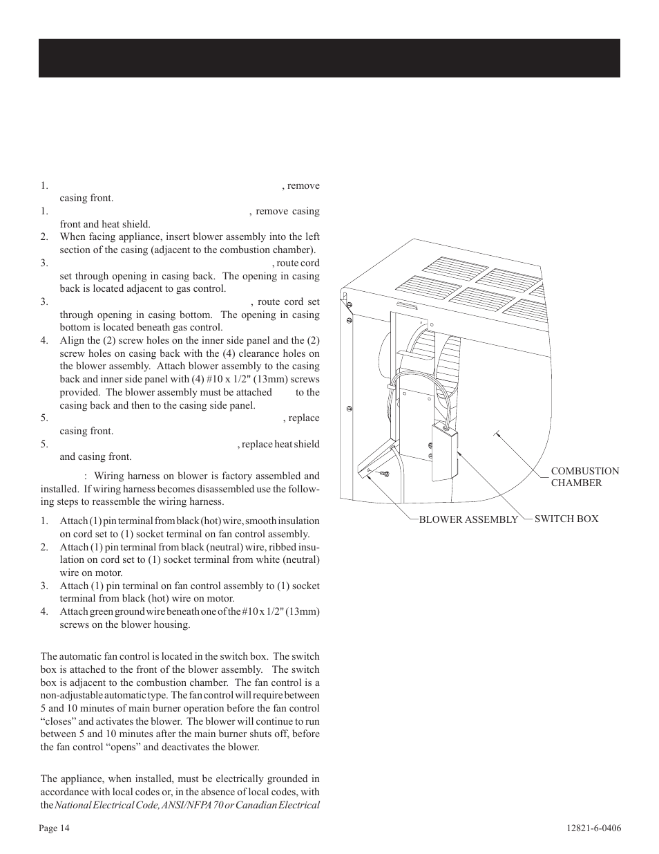 Optional blower installation instructions | Langley/Empire RH-25-6 User Manual | Page 14 / 16