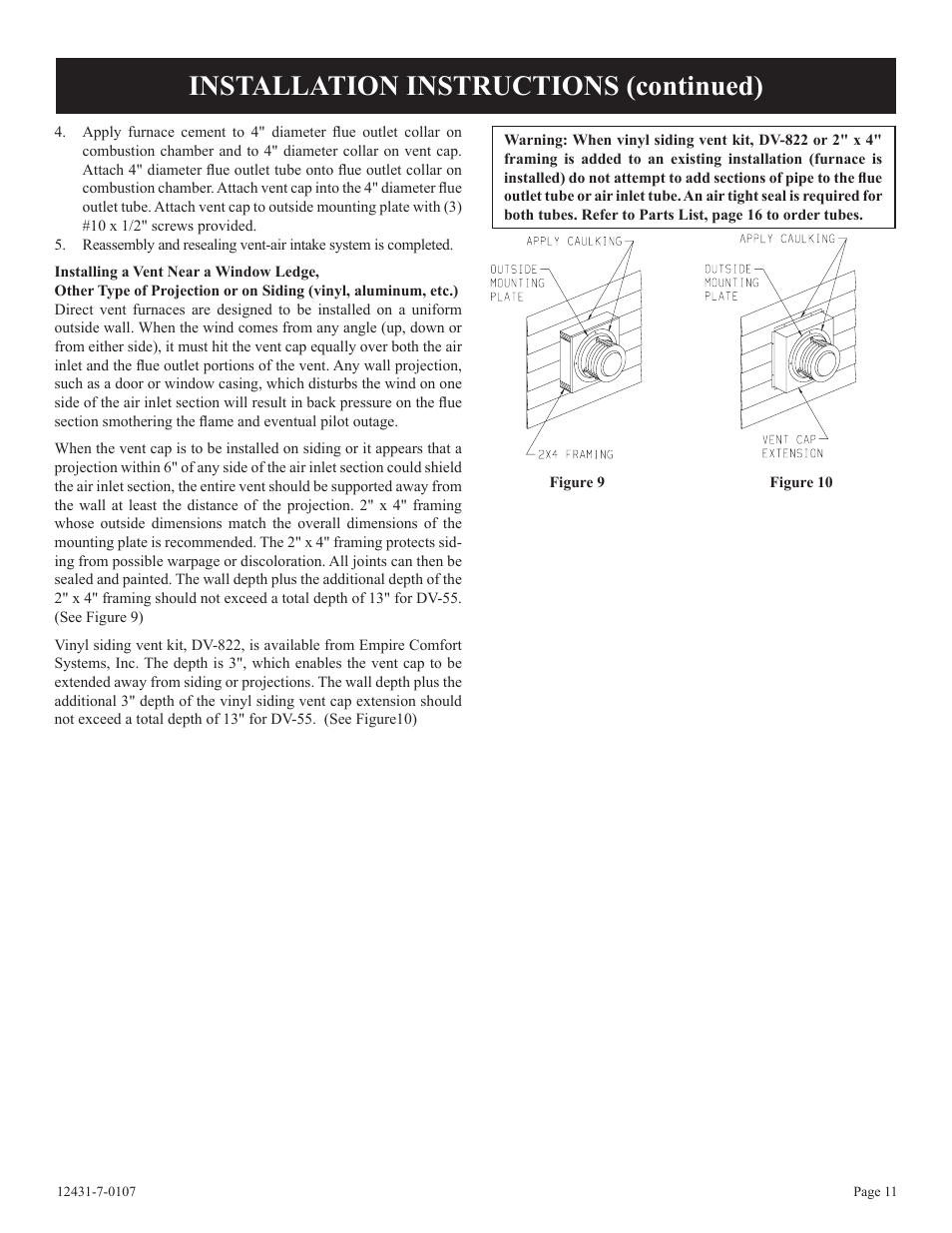 Installation instructions (continued) | Langley/Empire DV-55SPP User Manual | Page 11 / 20