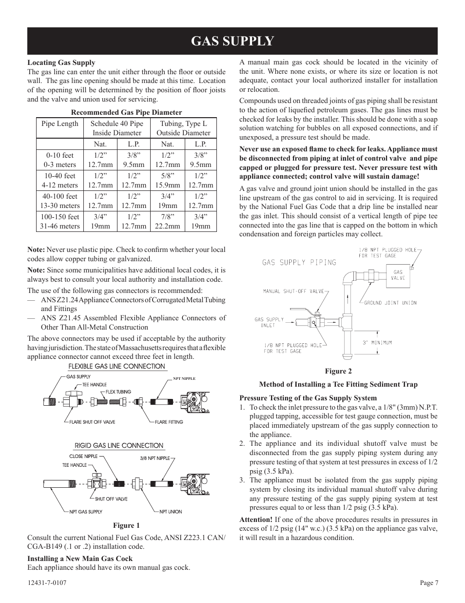 Gas supply | Langley/Empire DV-55SPP User Manual | Page 7 / 20