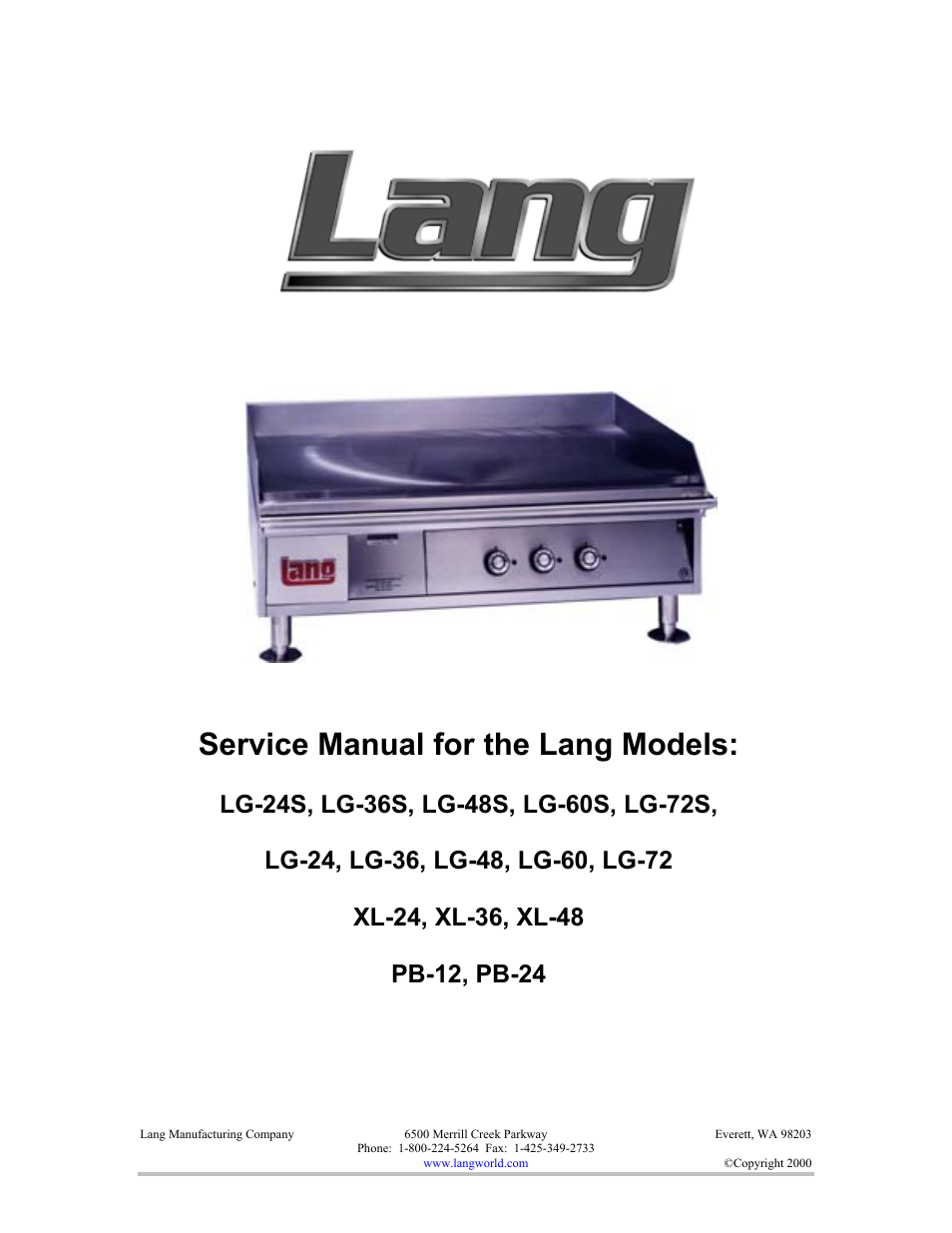 Lang Manufacturing LG-72S User Manual | 28 pages
