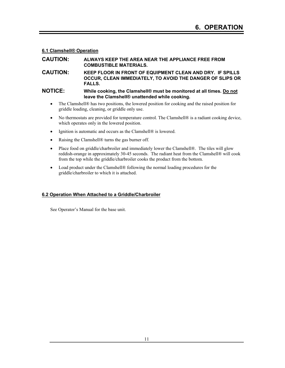 Operation | Lang Manufacturing AGC User Manual | Page 11 / 19