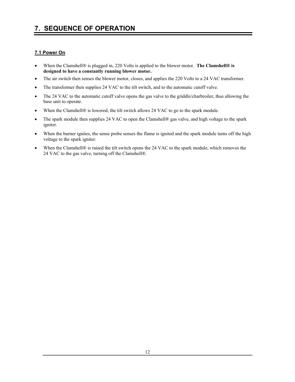 Sequence of operation | Lang Manufacturing AGC User Manual | Page 12 / 19
