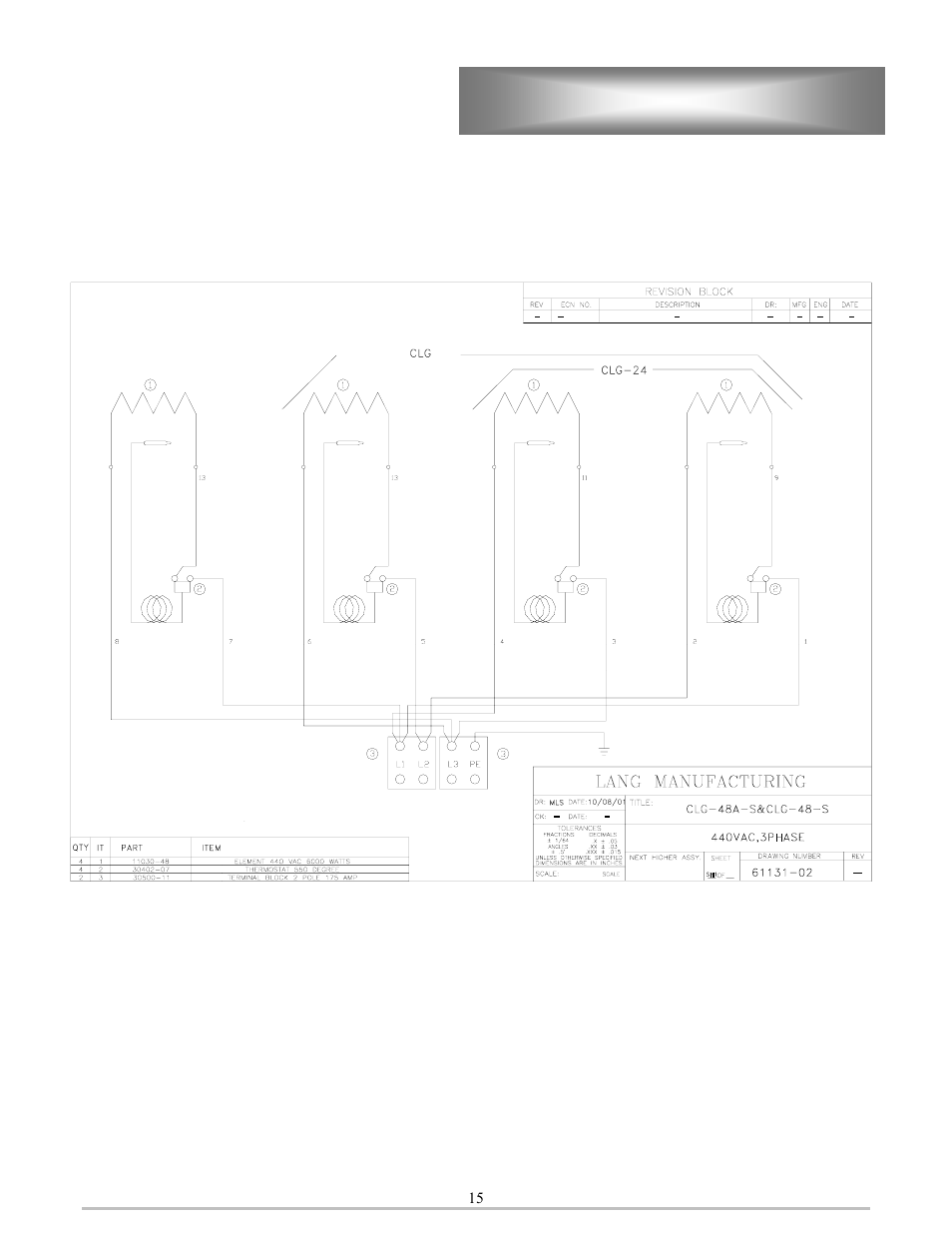 Wiring diagram | Lang Manufacturing CLGPB-36A-S User Manual | Page 15 / 17