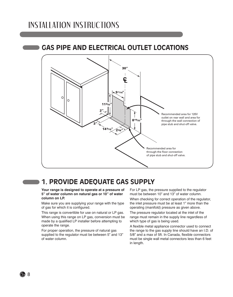 Installation instructions | LG LDG3015ST User Manual | Page 8 / 17