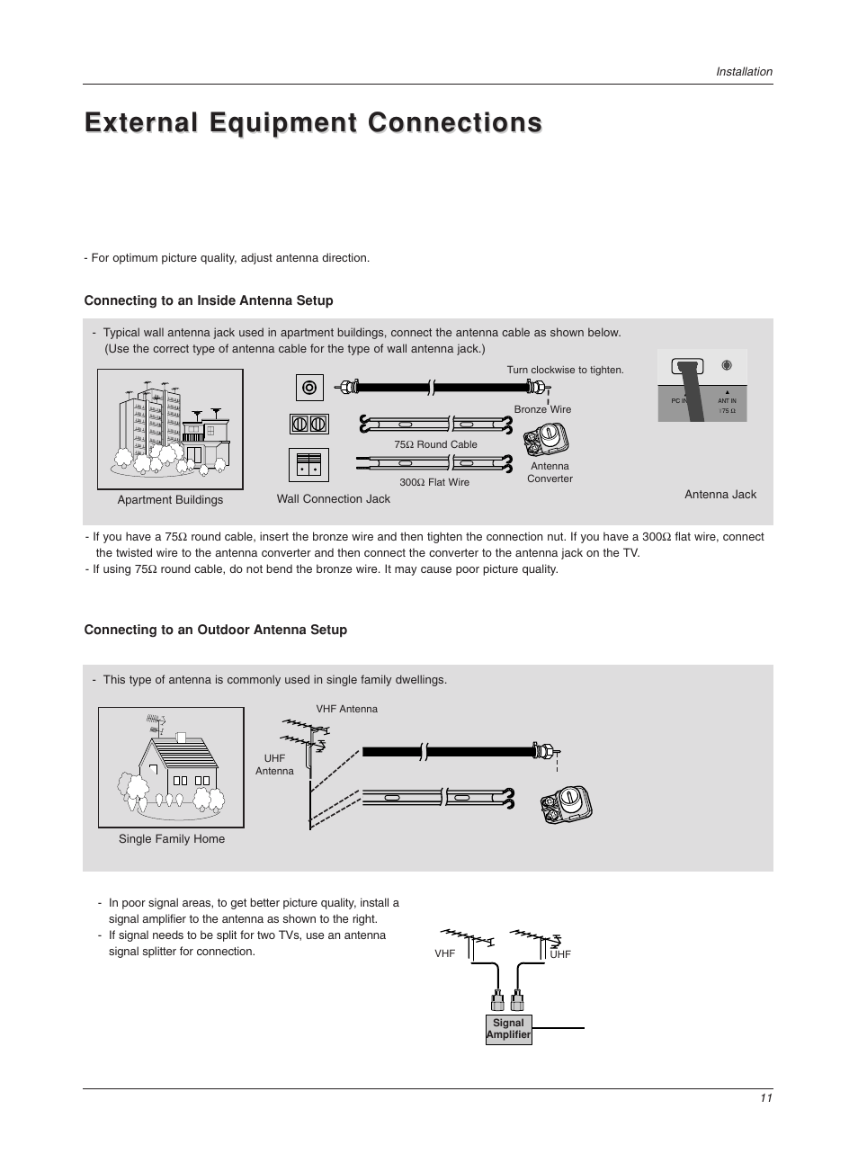 External equipment connections | LG Z20LA7R User Manual | Page 11 / 28