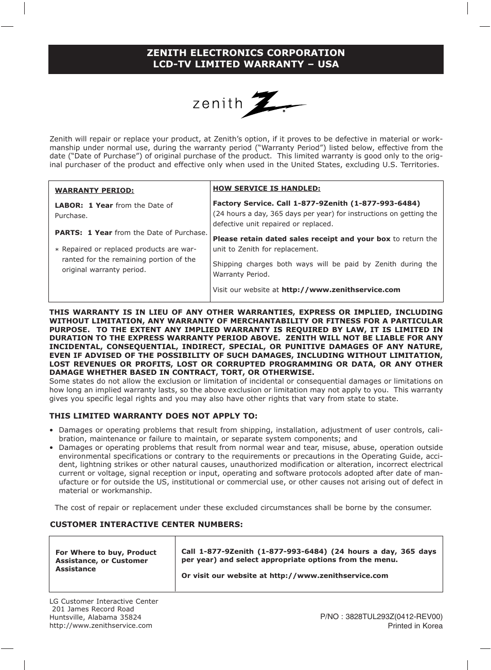 LG Z20LA7R User Manual | Page 28 / 28
