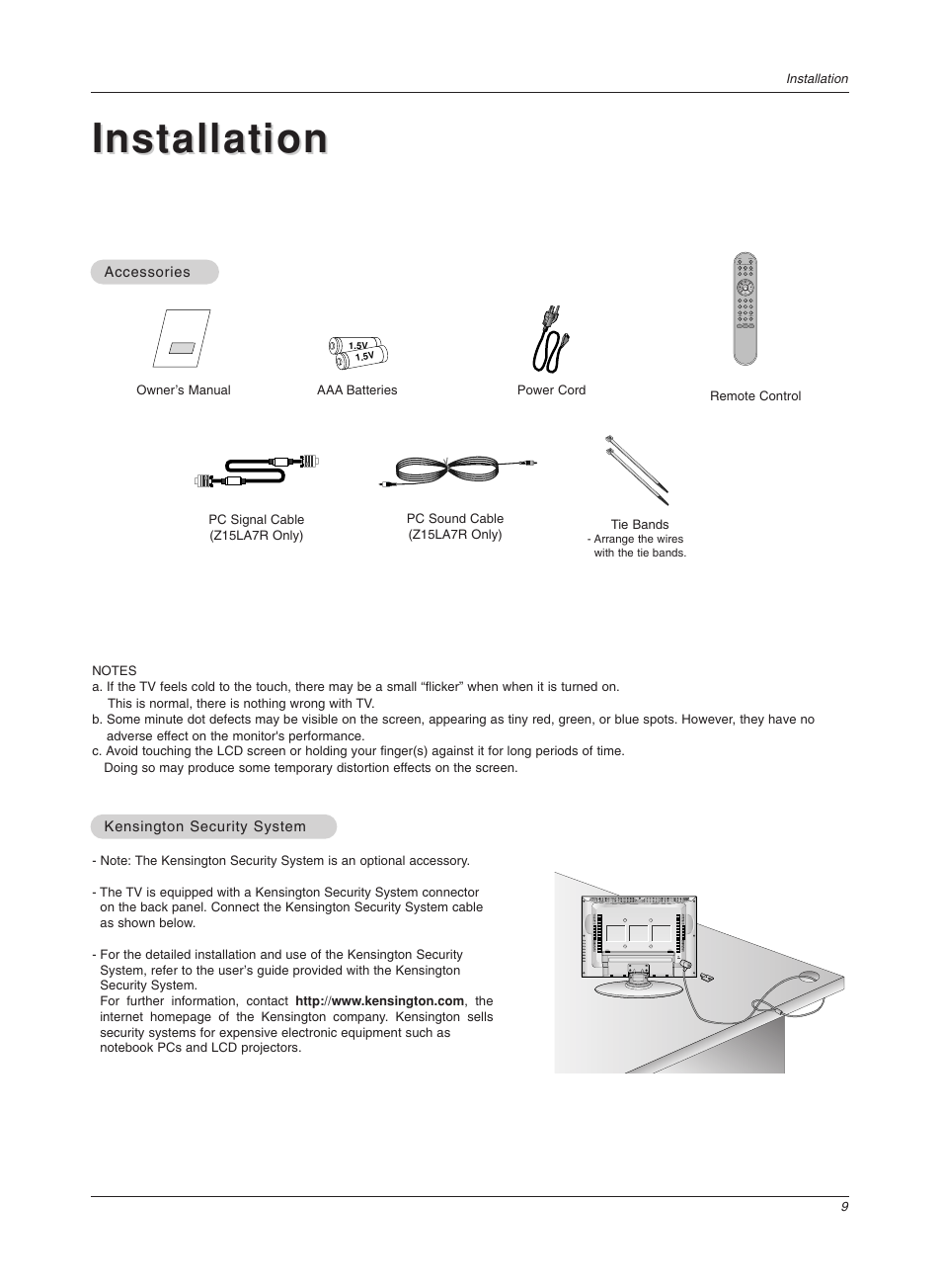 Installation | LG Z20LA7R User Manual | Page 9 / 28
