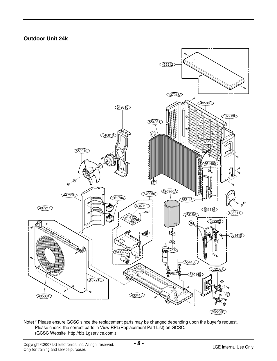 Outdoor unit 24k | LG LAU185HV User Manual | Page 8 / 9