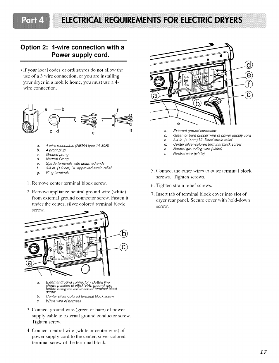 Electrical requirements for electric dryers | LG ELECTRIC AND GAS DRYER D 5988W User Manual | Page 17 / 32