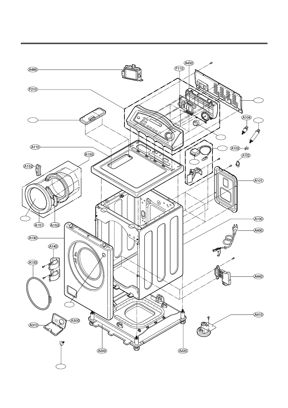 Exploded view, 1. cabinet & control panel assembly | LG WD-10210BD User Manual | Page 41 / 43