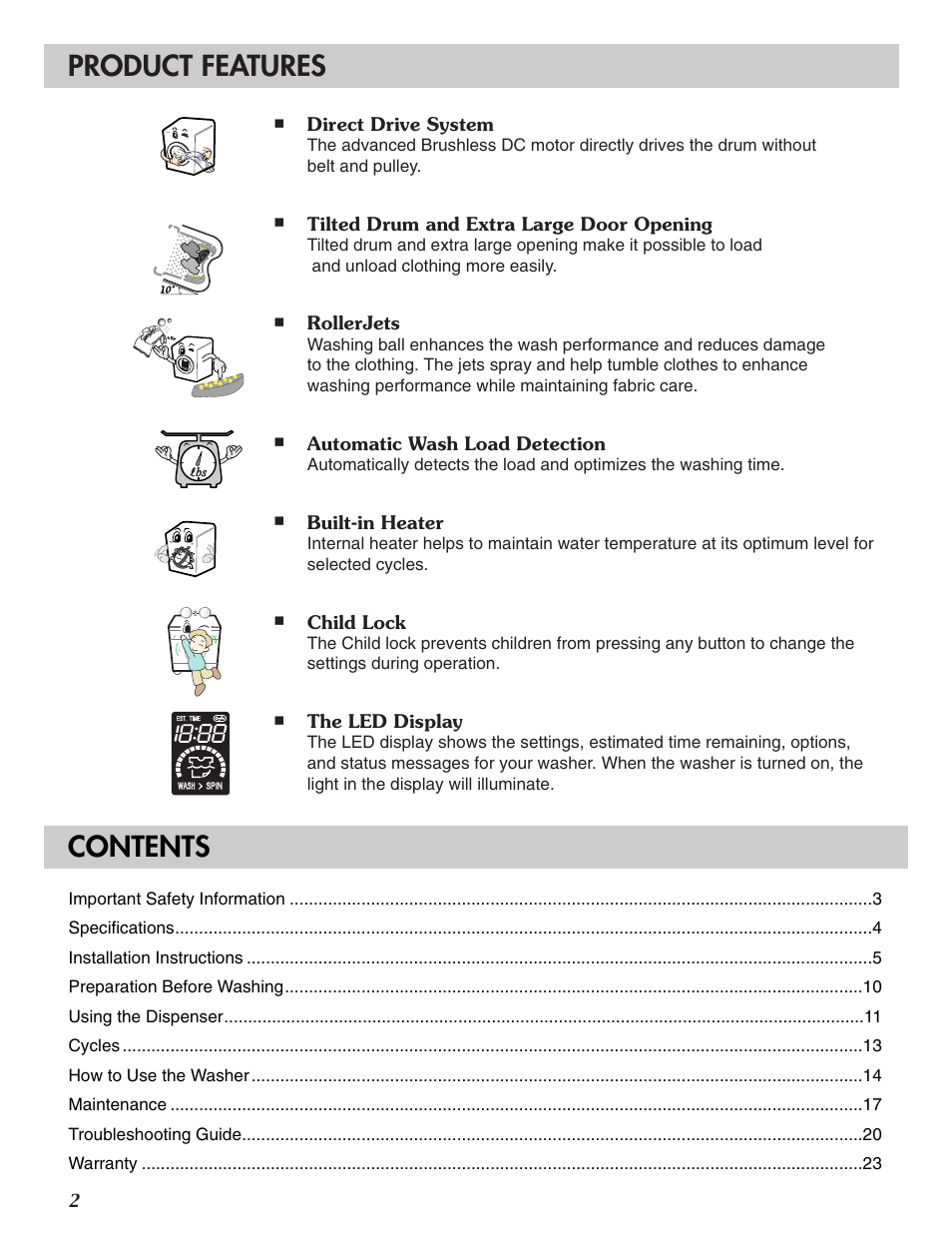 LG WM2233H* User Manual | Page 2 / 48