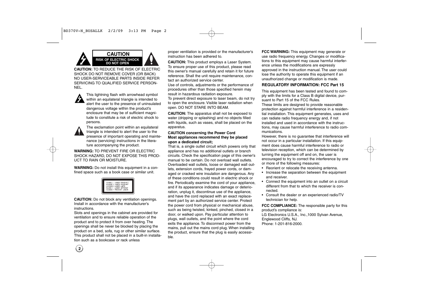 LG BD370 User Manual | Page 2 / 52