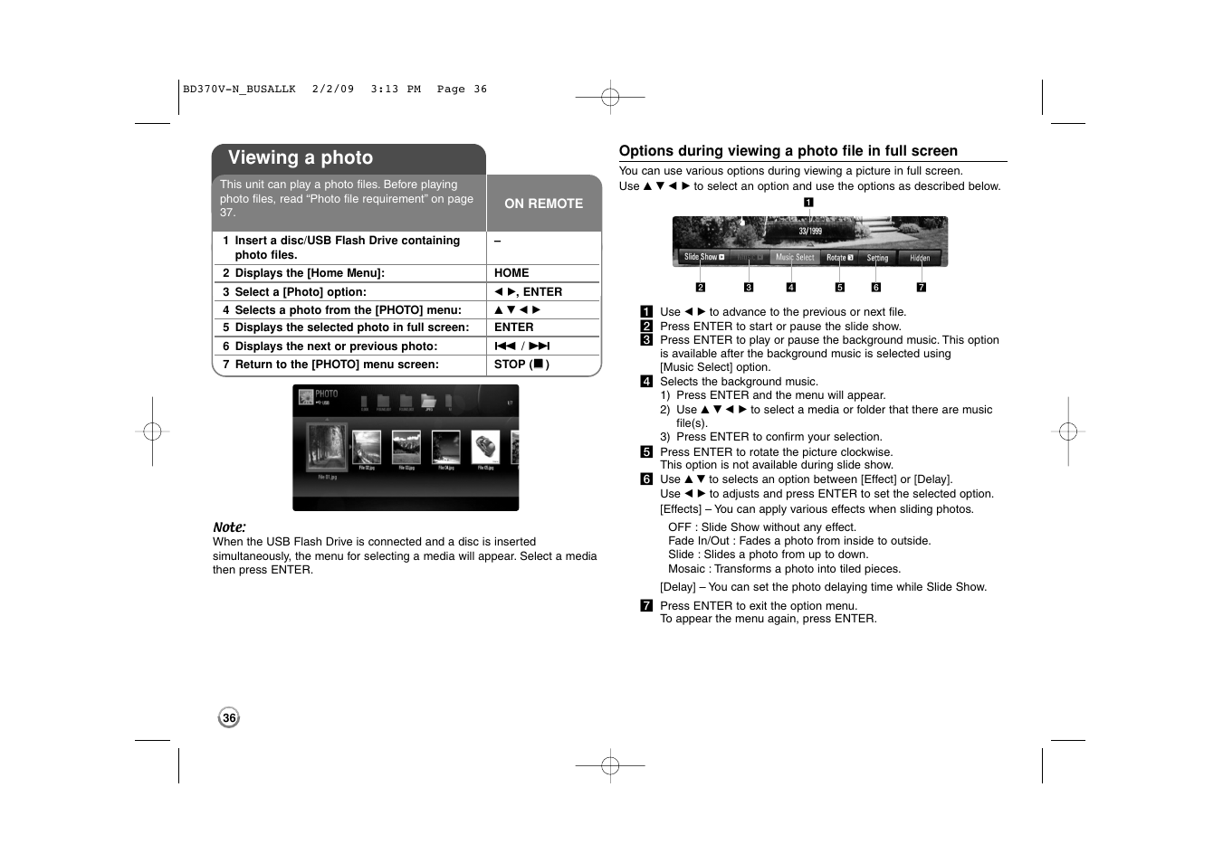 Viewing a photo | LG BD370 User Manual | Page 36 / 52