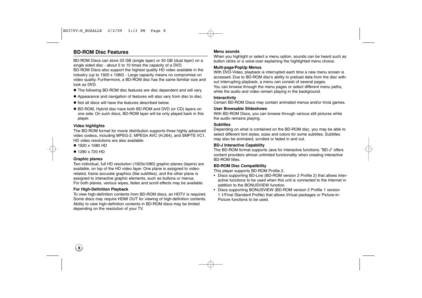 LG BD370 User Manual | Page 8 / 52