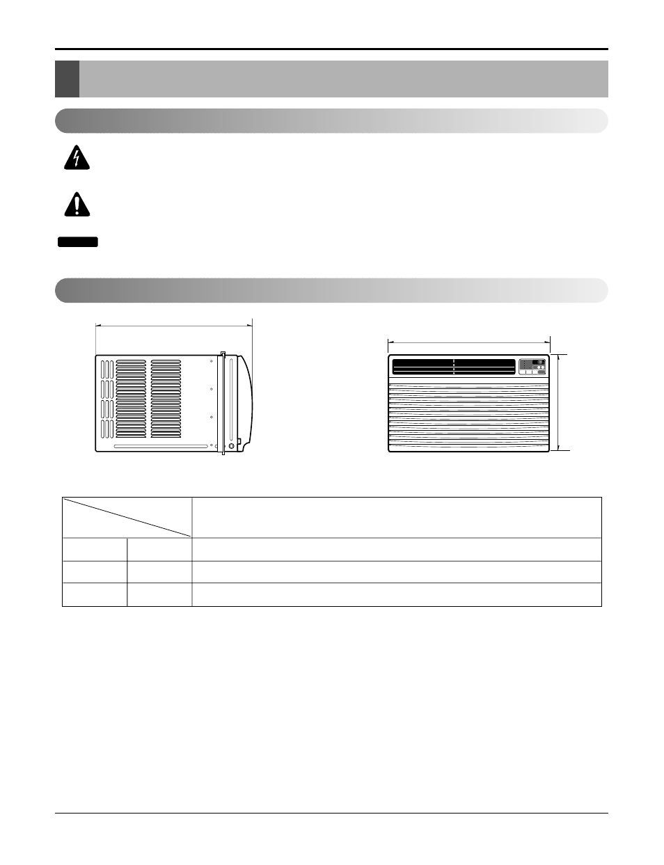 Dimensions, Outside dimensions, Symbols used in this manual | LG LW1500PR User Manual | Page 5 / 50