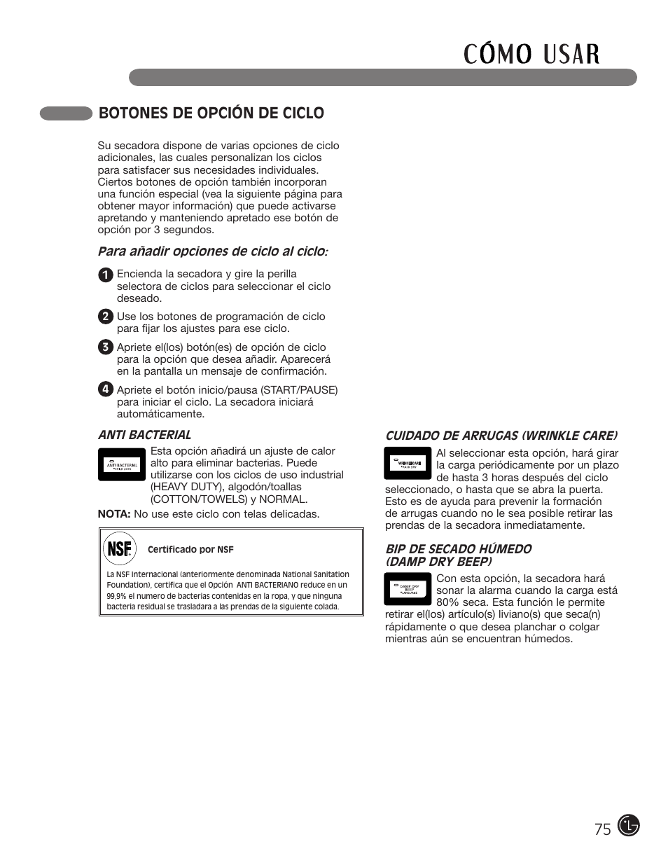 LG DLEX3001W User Manual | Page 75 / 92