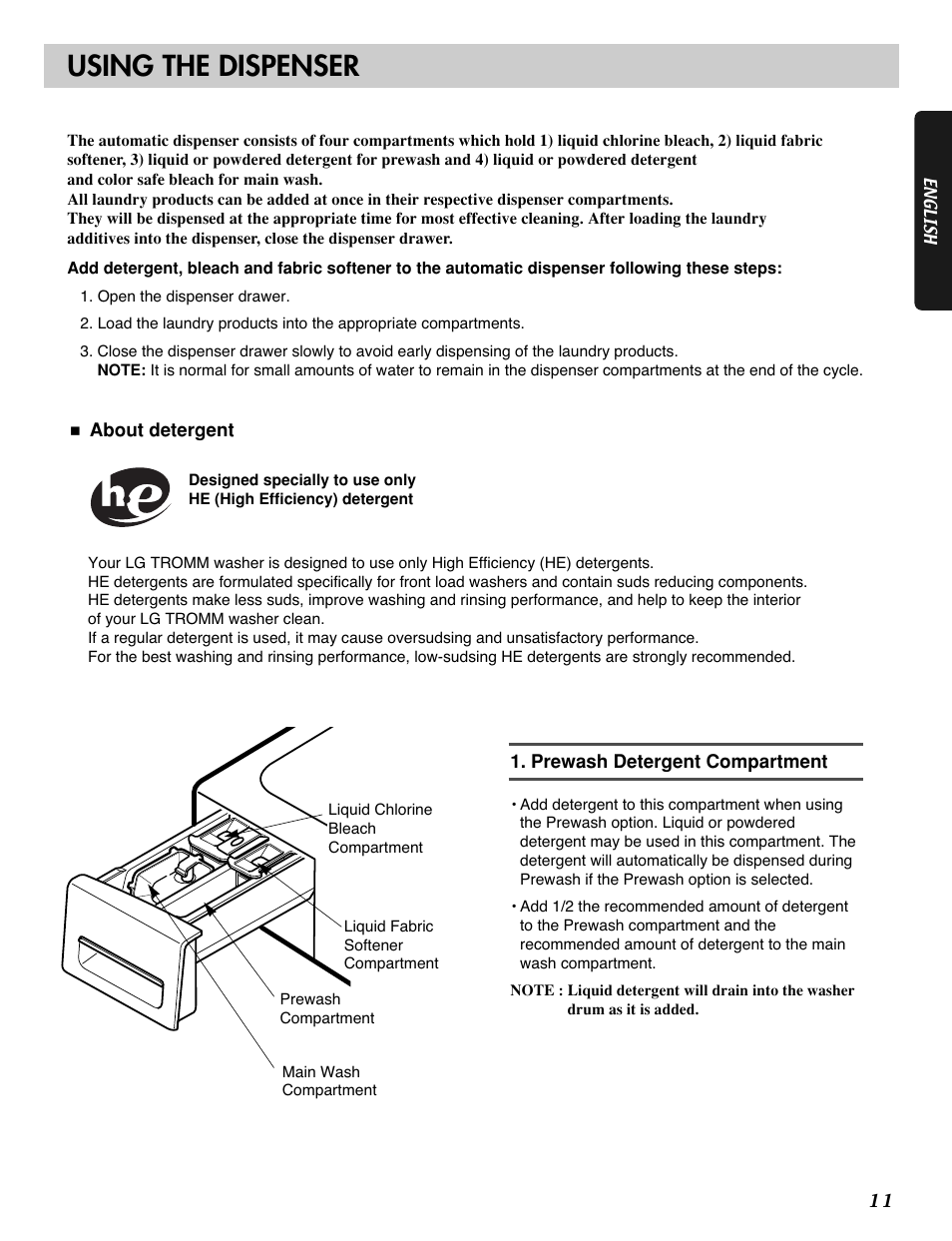 Using the dispenser | LG WM2688H*M User Manual | Page 11 / 48