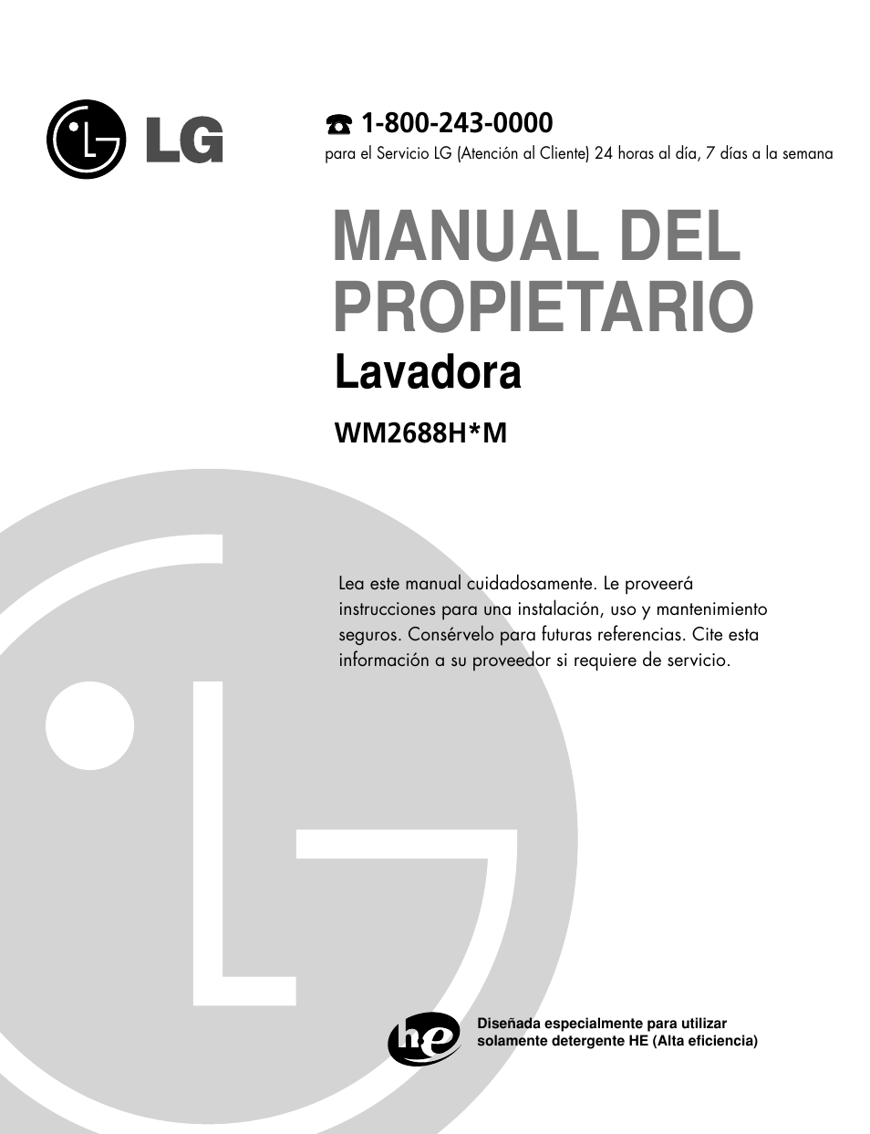 Manual del propietario, Lavadora | LG WM2688H*M User Manual | Page 25 / 48