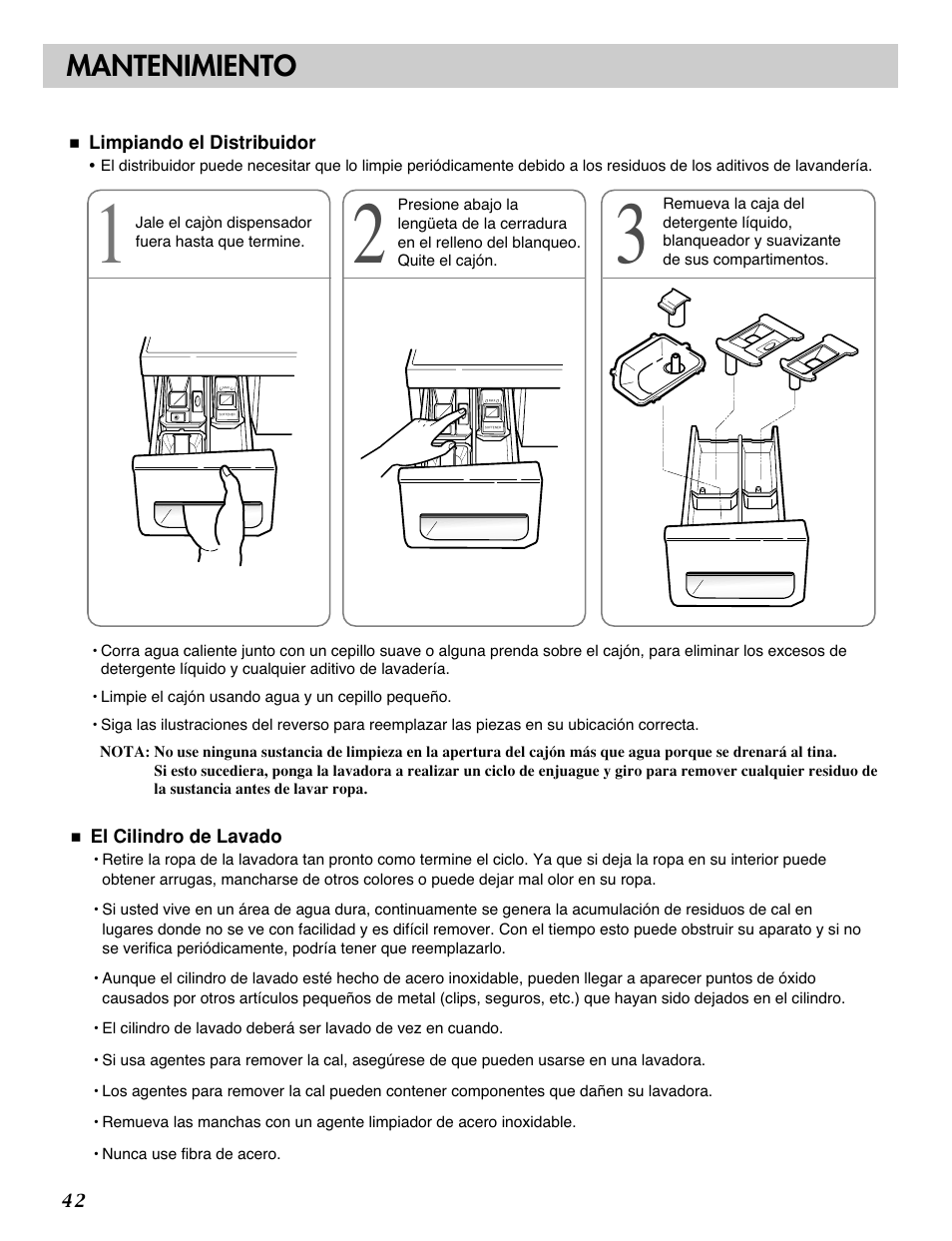 Mantenimiento | LG WM2688H*M User Manual | Page 42 / 48