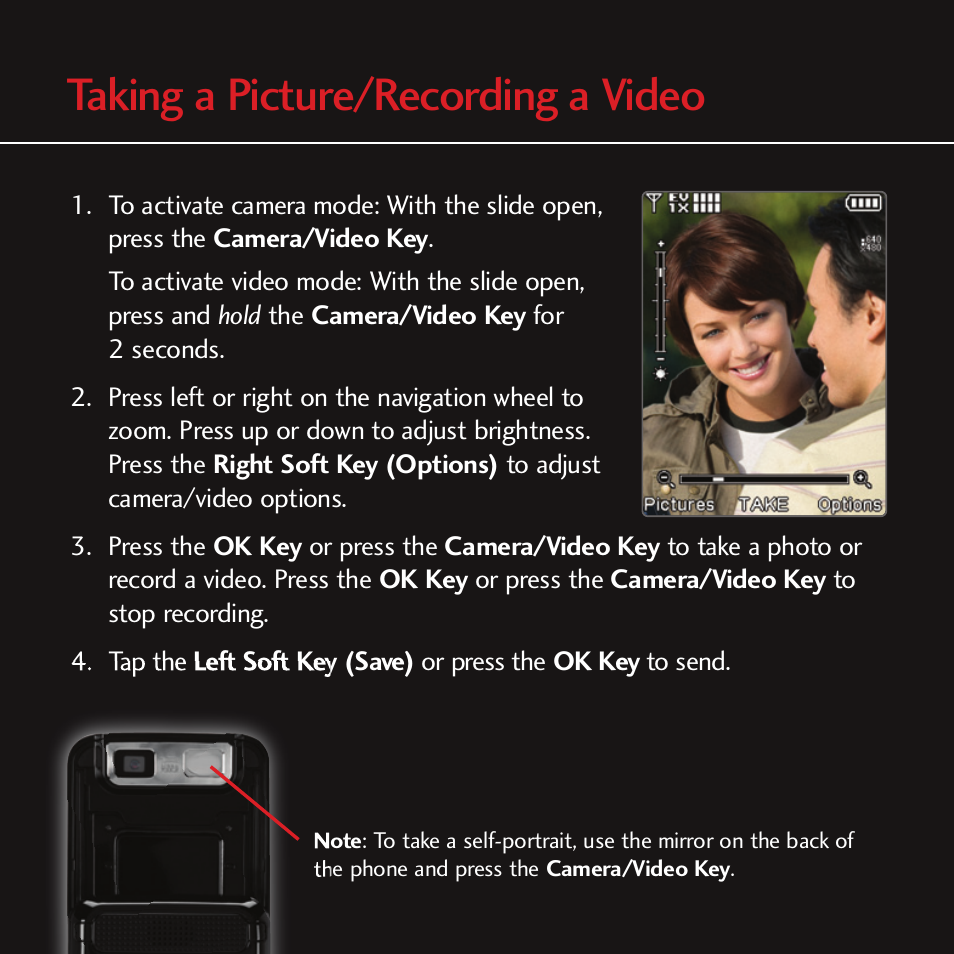 Taking a picture/recording a video | LG CHOCOLATE MCDD0012301 User Manual | Page 10 / 12