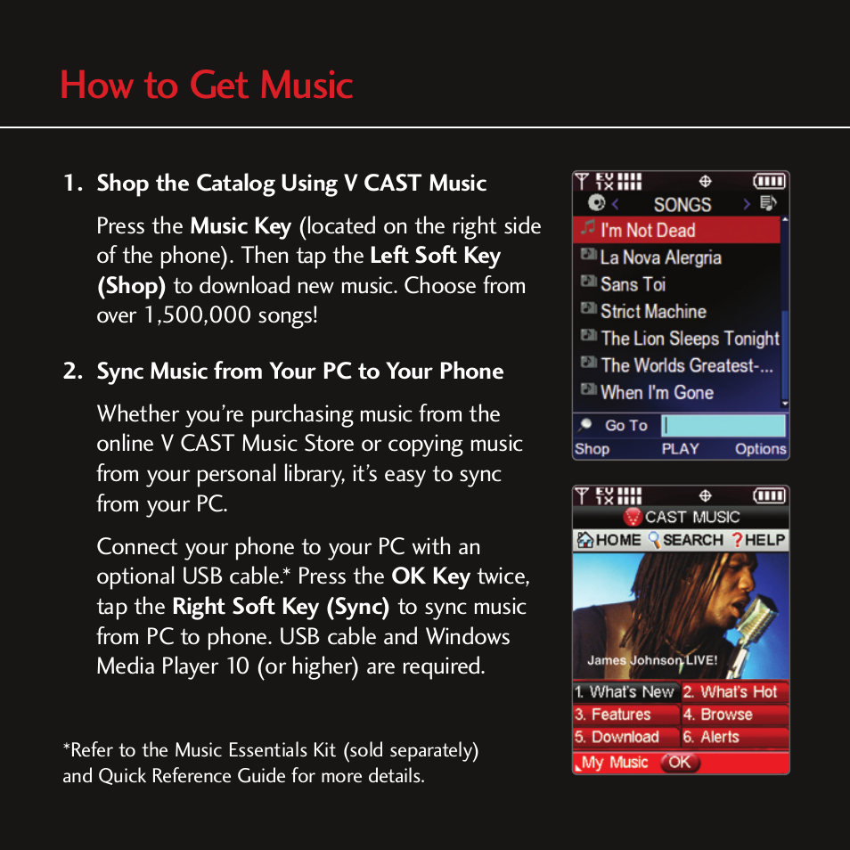 How to get music | LG CHOCOLATE MCDD0012301 User Manual | Page 5 / 12