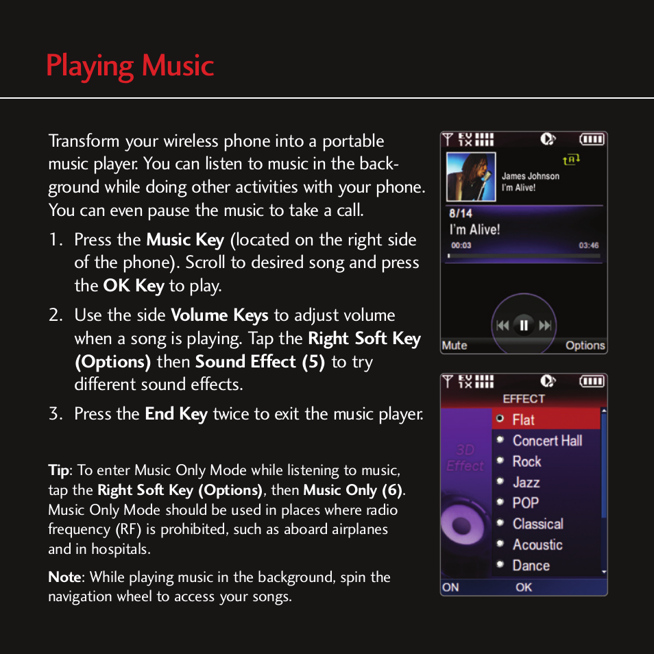 Playing music | LG CHOCOLATE MCDD0012301 User Manual | Page 6 / 12