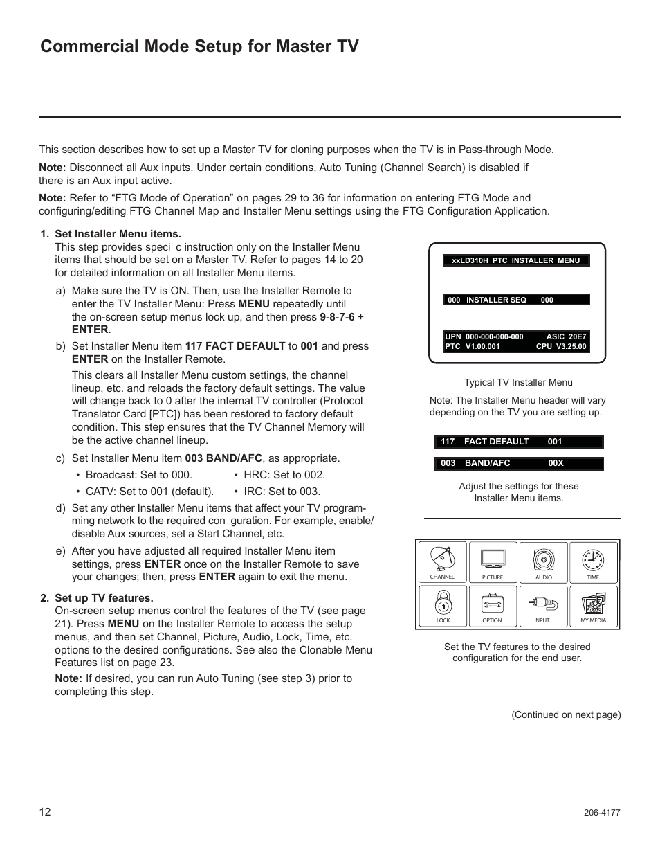 Commercial mode setup for master tv | LG 32LD333H User Manual | Page 176 / 317