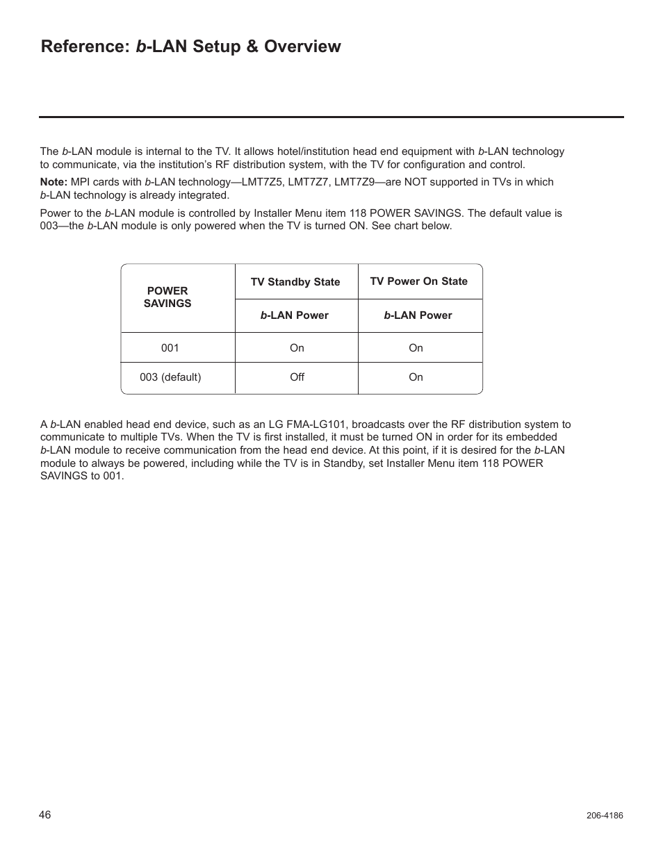 Reference: b -lan setup & overview | LG 32LD333H User Manual | Page 258 / 317