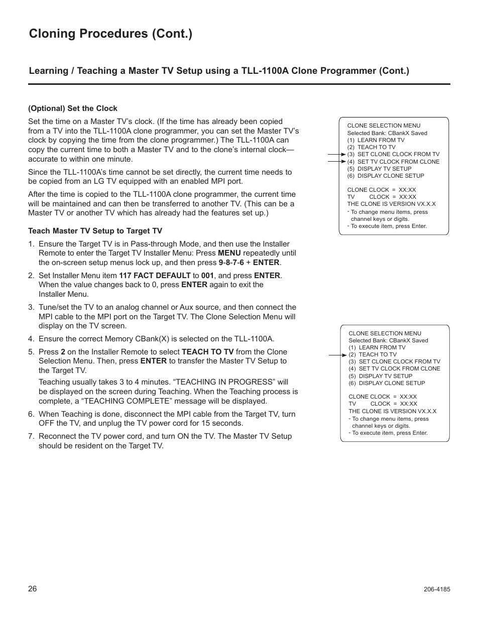 Cloning procedures (cont.) | LG 32LD333H User Manual | Page 293 / 317