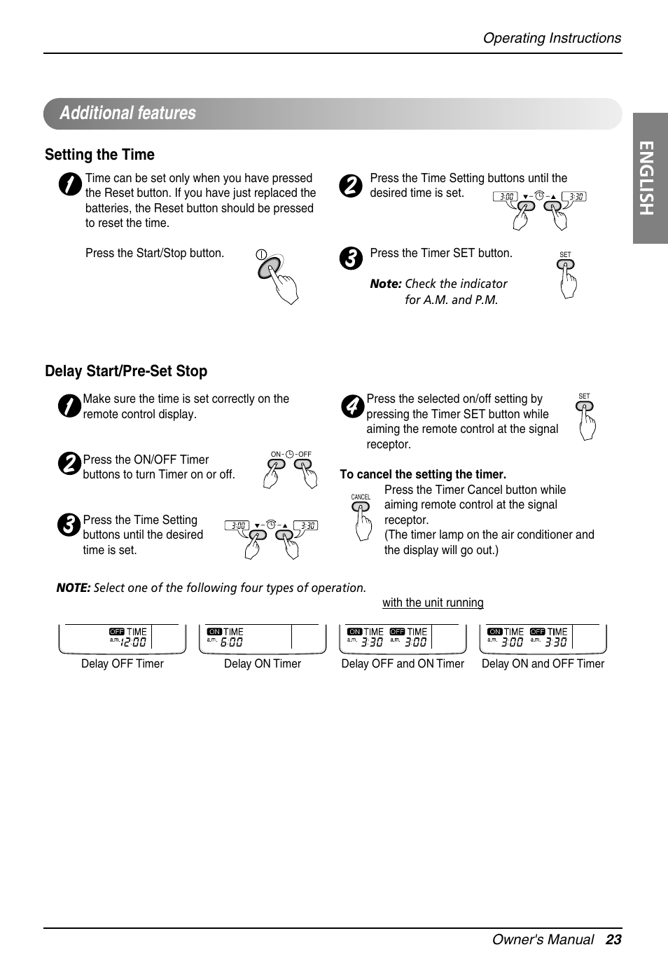 English additional features | LG Air Conditioner User Manual | Page 23 / 28