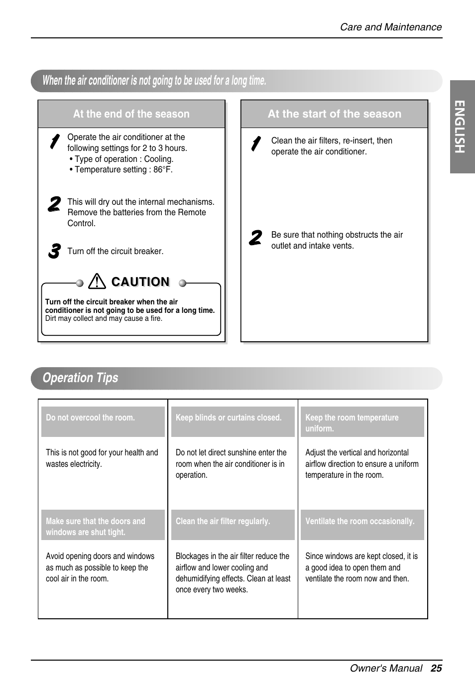 English | LG Air Conditioner User Manual | Page 25 / 28