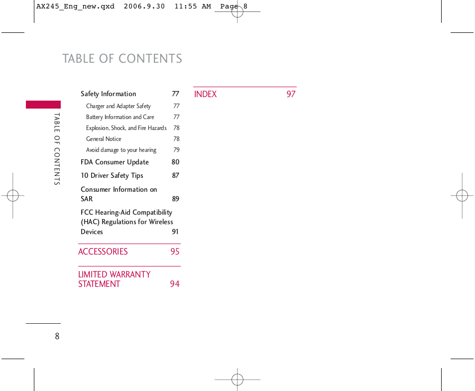 LG AX245 User Manual | Page 10 / 200