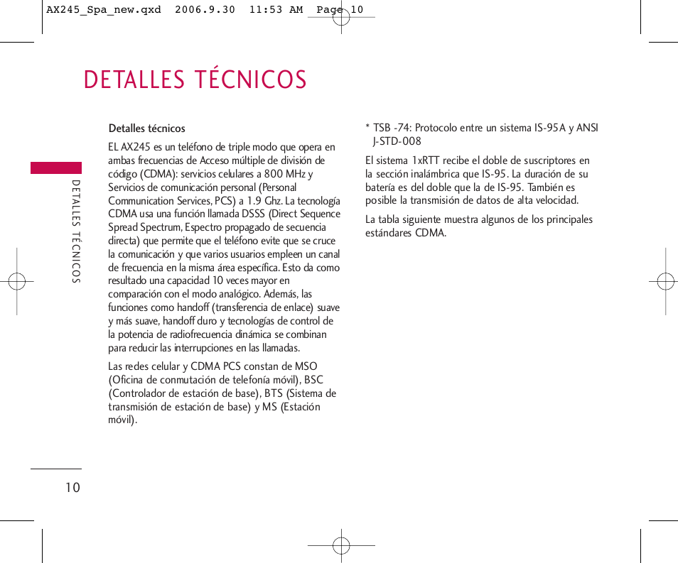 Detalles técnicos | LG AX245 User Manual | Page 111 / 200